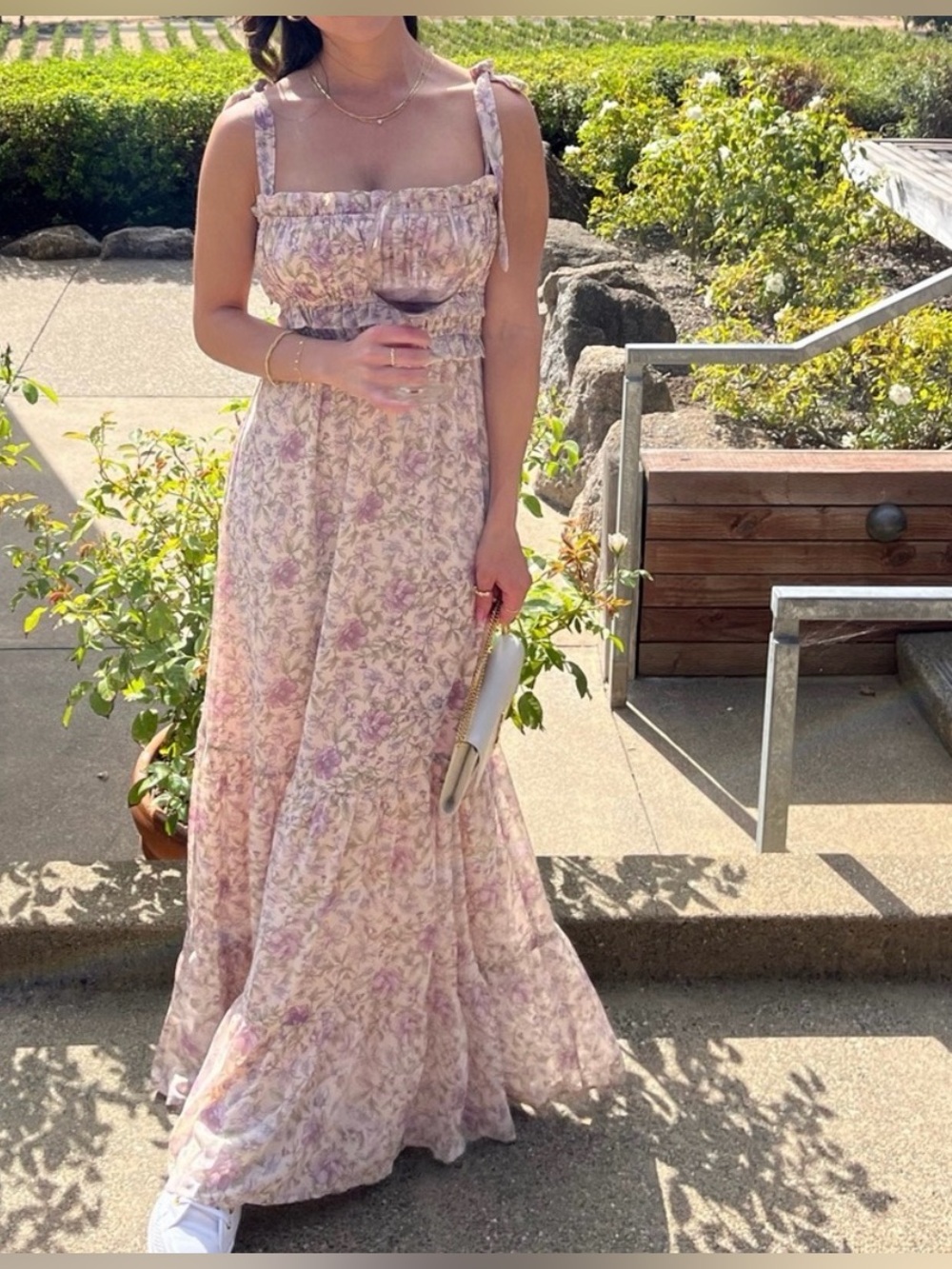 Astr Floral Maxi Dress in Light Lavender and Cream